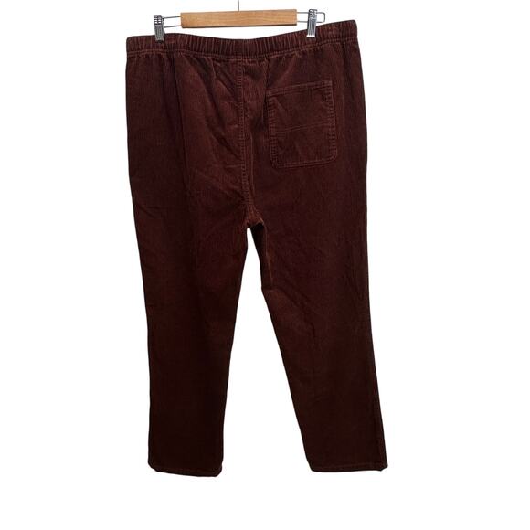 Mens Brown Corduroy Pants Size Large‎ Elastic Waist Casual Fall Streetwear - Picture 2 of 7